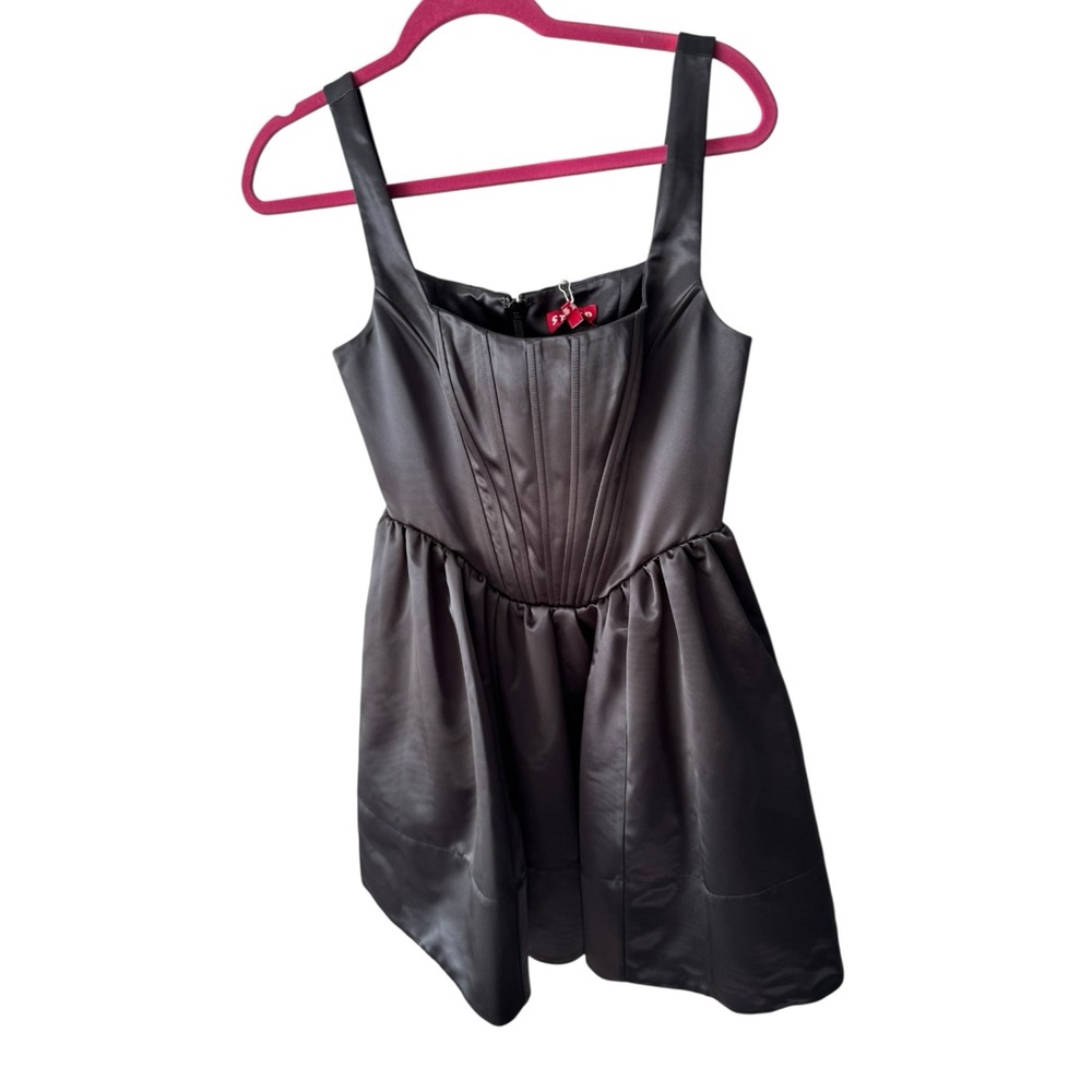 Staud Landscape Mini Dress Satin Black Size 2 - Picture 4 of 9